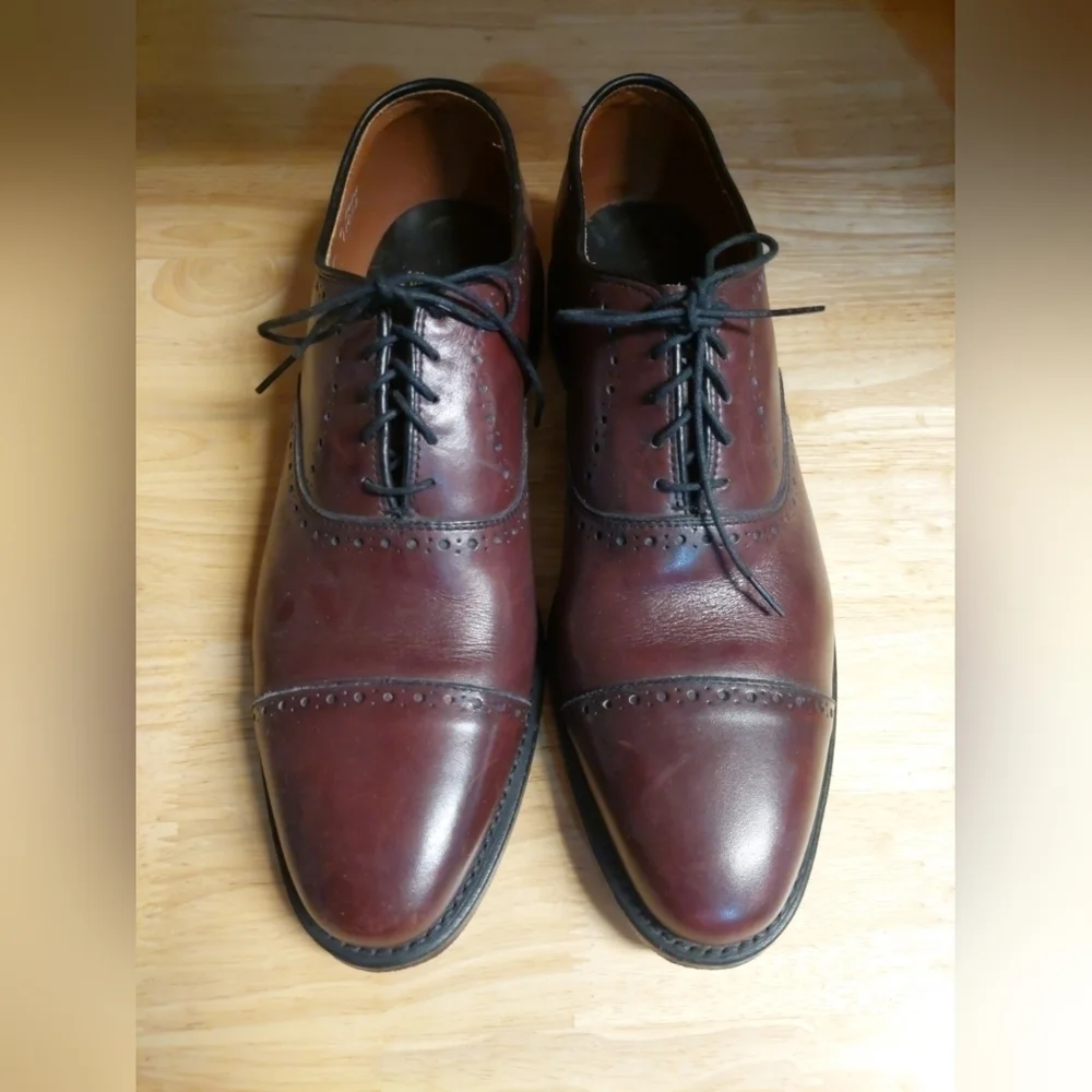 Allen Edmonds Hale Cap Toe Lace Up Oxfords Dress Shoes Burnished Burgundy 9B